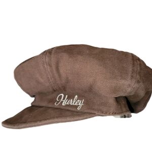 Hurley Brown Newsboy Cap  Embroidered Logo (Peaky Blinders Style) One Size